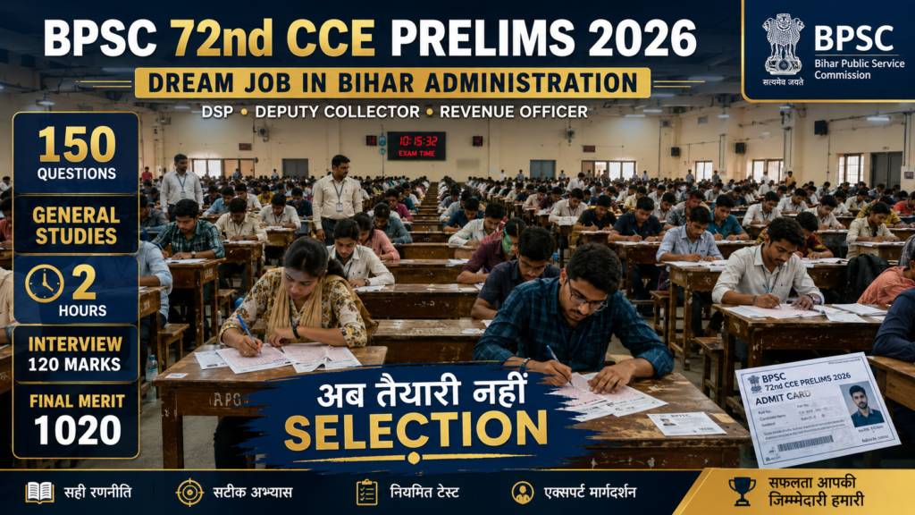 BPSC 72nd Pre Recruitment 2026: 1186 पदों पर भर्ती — Last Date 31 May, Vacancy, Eligibility, Exam Date और Apply Process पूरी जानकारी