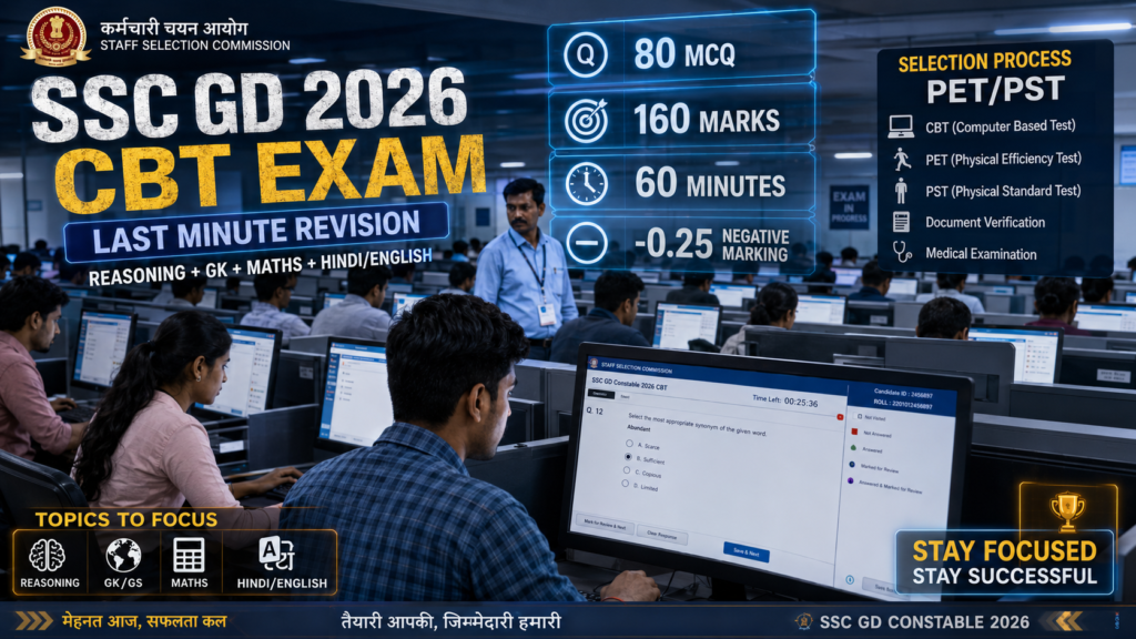 SSC GD Constable Admit Card 2026 OUT: ssc.gov.in से Region-wise Download करें — 4th Phase Exam 25–30 May, Login Details और Hall Ticket Guide