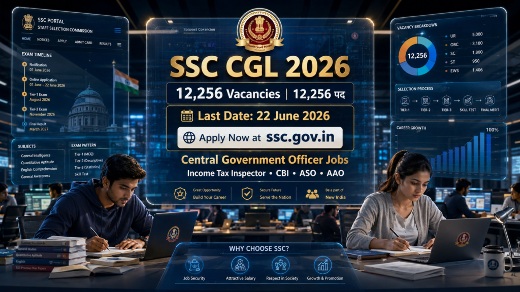 SSC CGL Recruitment 2026 — 12,256 Vacancies, 22 June Last Date, नया Sectional Timing Pattern और पूरी जानकारी