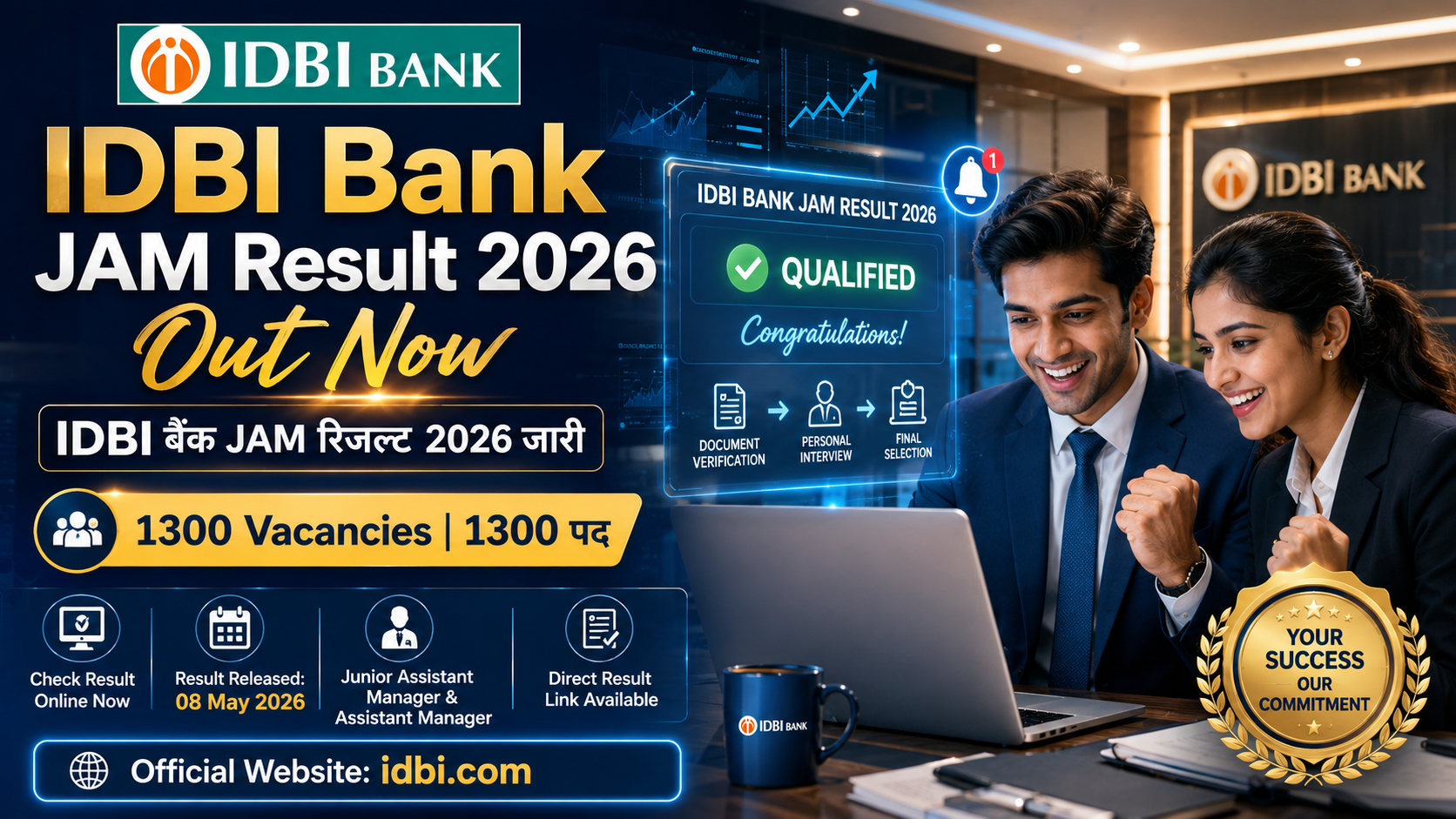 IDBI Bank JAM Result 2026 — परिणाम जारी!Junior Assistant Manager भर्ती की पूरी जानकारी यहाँ देखें